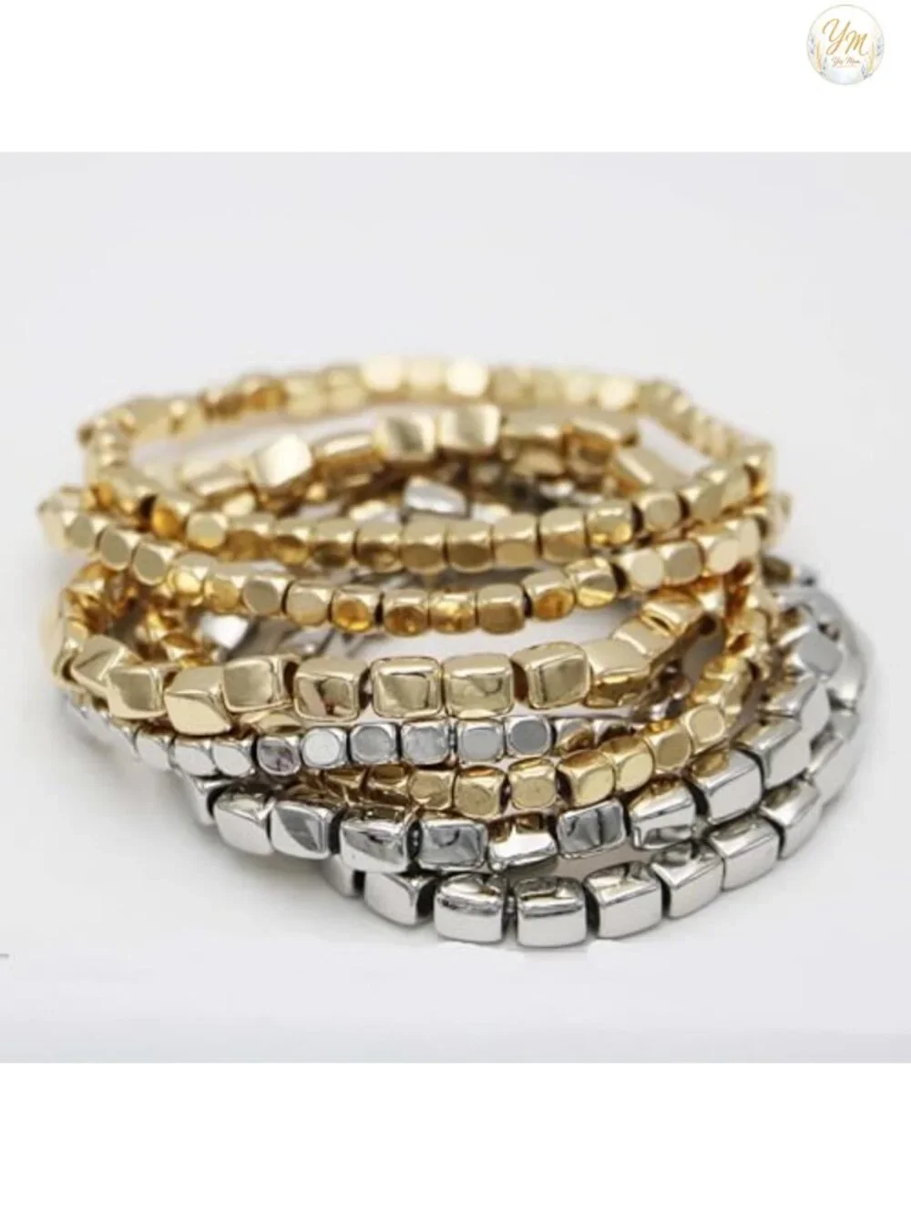 Chunky Nugget Multi-Strand Stretch Bracelet Set of 7